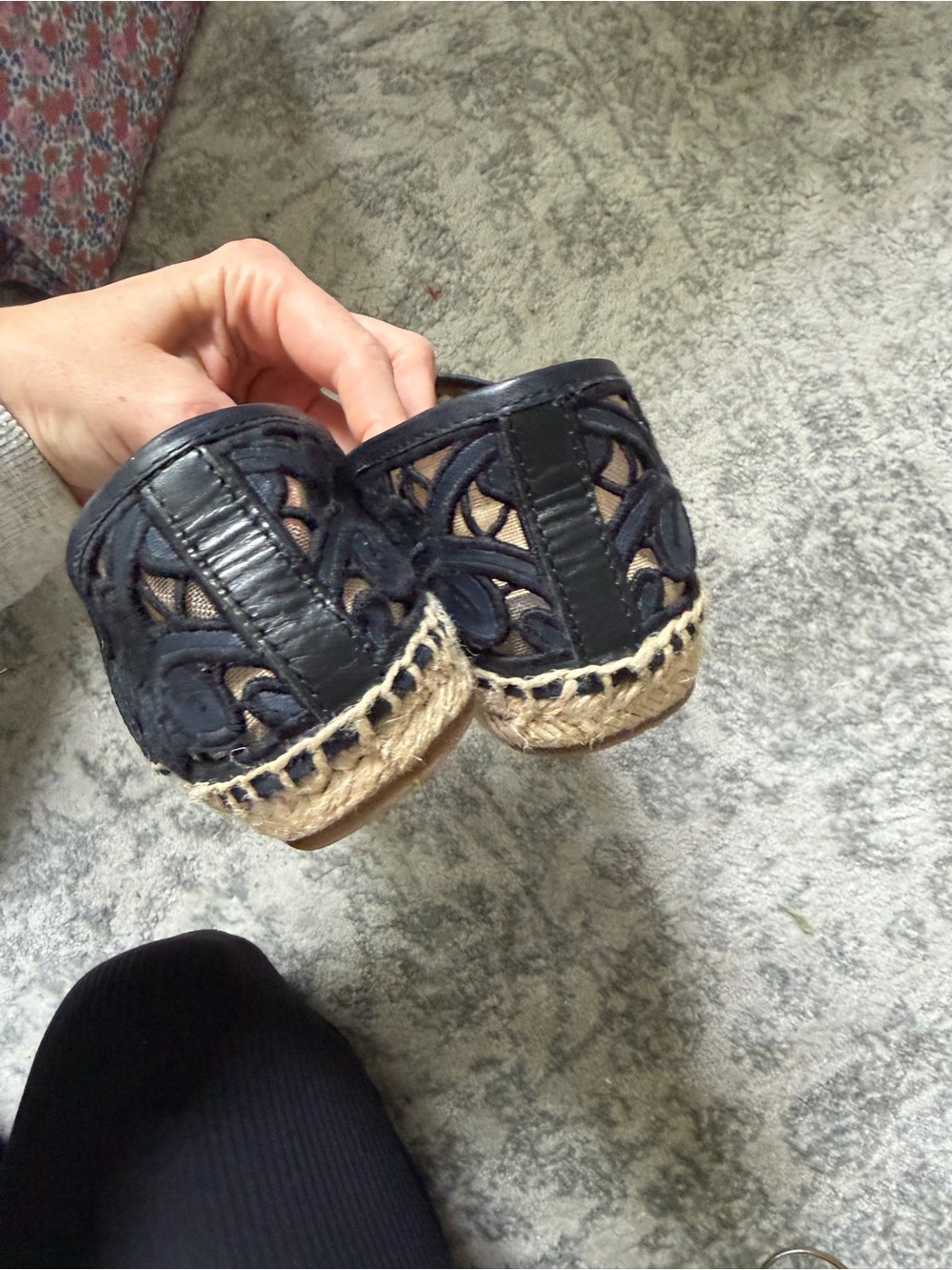 Black Tory Burch Lace Espadrilles Sz 7.5 - Picture 5 of 6